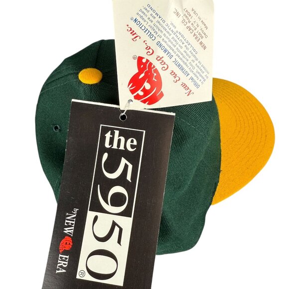 Vintage New Era 59Fifty Oakland As Diamond Collection Wool Fitted Hat Green - Picture 6 of 10